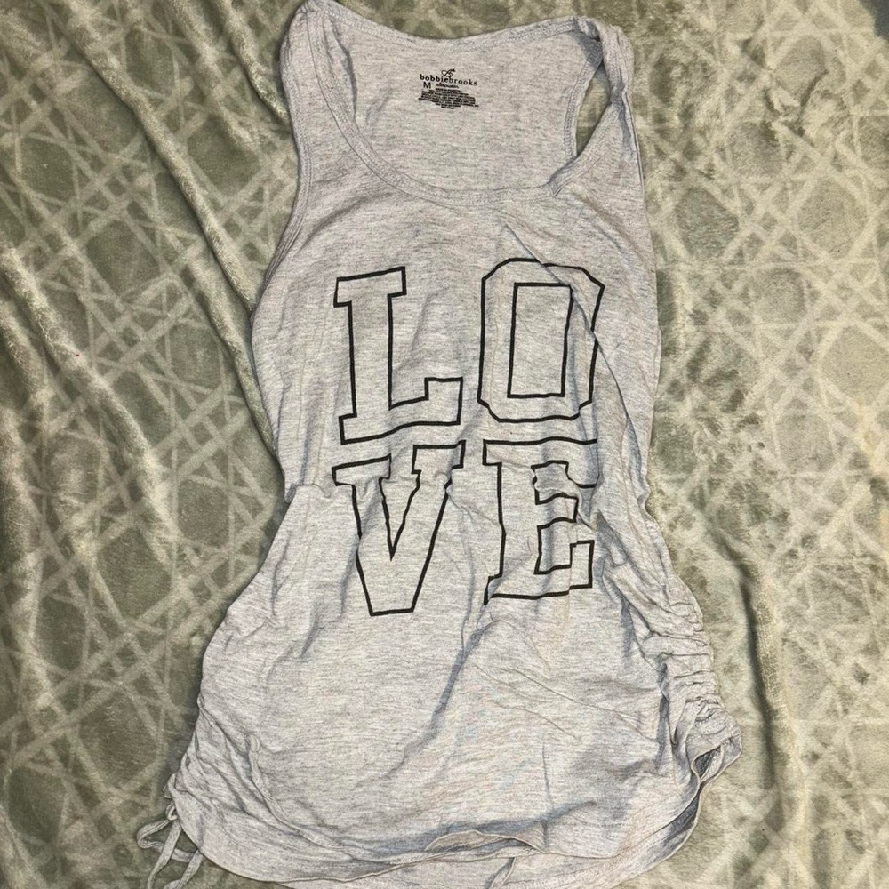 Bobbie Brooks Gray Scoop Neck Ruched Tank Top
